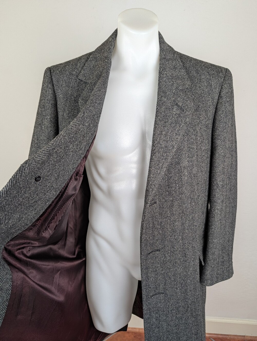 Maitland of England Men's Herringbone Wool Overcoat